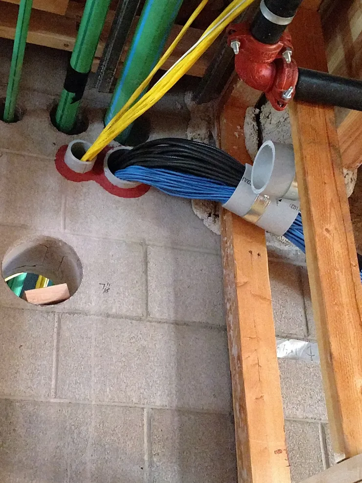 Conduit & cable routing through block wall